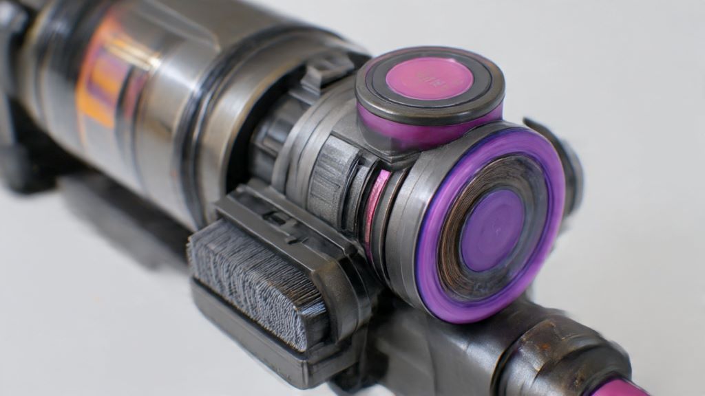 Fabuletta cordless vacuum with clean filter installed showing proper alignment and secure fit in filter housing