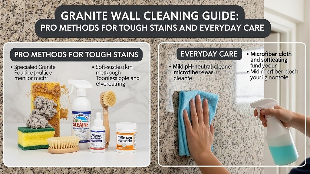 How often should I clean granite stone walls