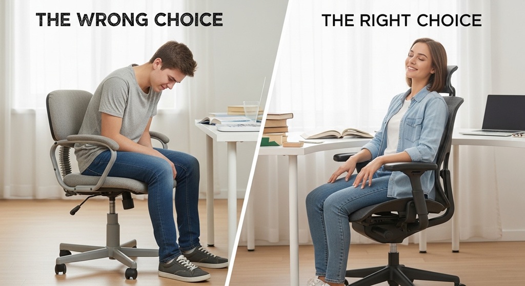 affordable ergonomic desk chair setup for students studying