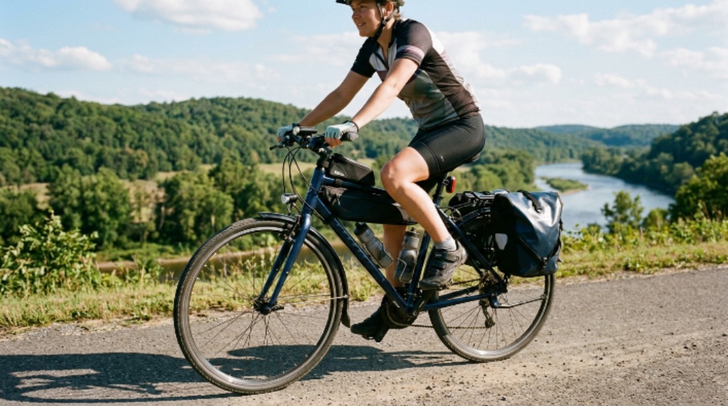 Hybrid bicycle setup for comfortable long-distance rides